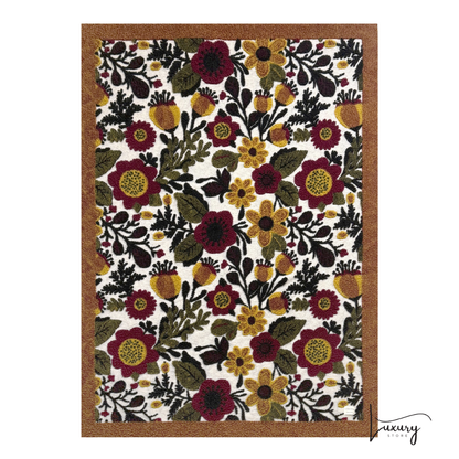 Blanc Mariclò Plaid in lana cotta  Decoro floreale