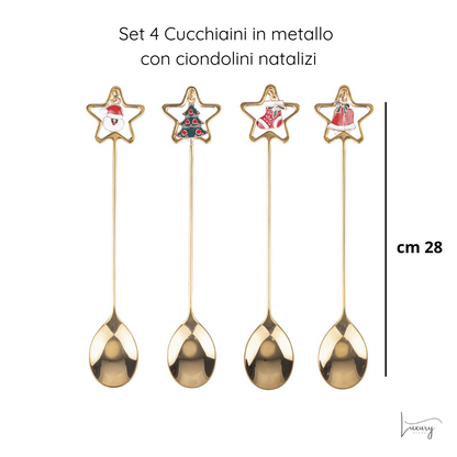 Villa d'Este Set 4 cucchiaini in metallo con ciondolino nel manico