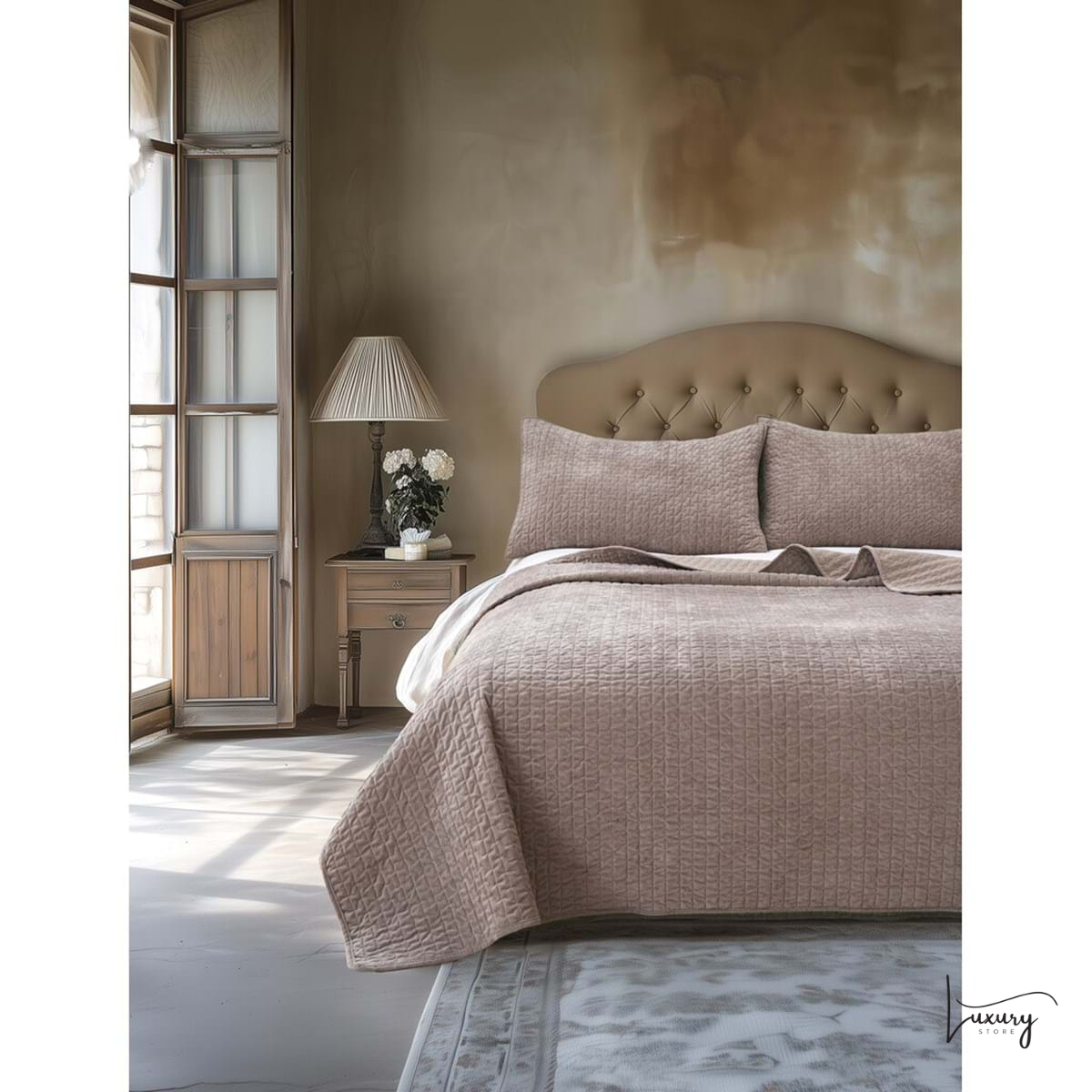 Blanc Mariclò Trapunta in velluto con copriguanciali Notte di velluto Collection