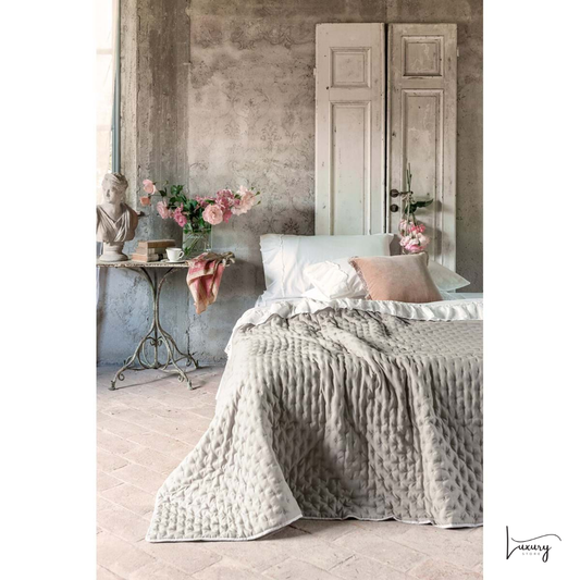 Blanc Mariclò Trapunta bicolore + copriguanciali 120GSM Grigio