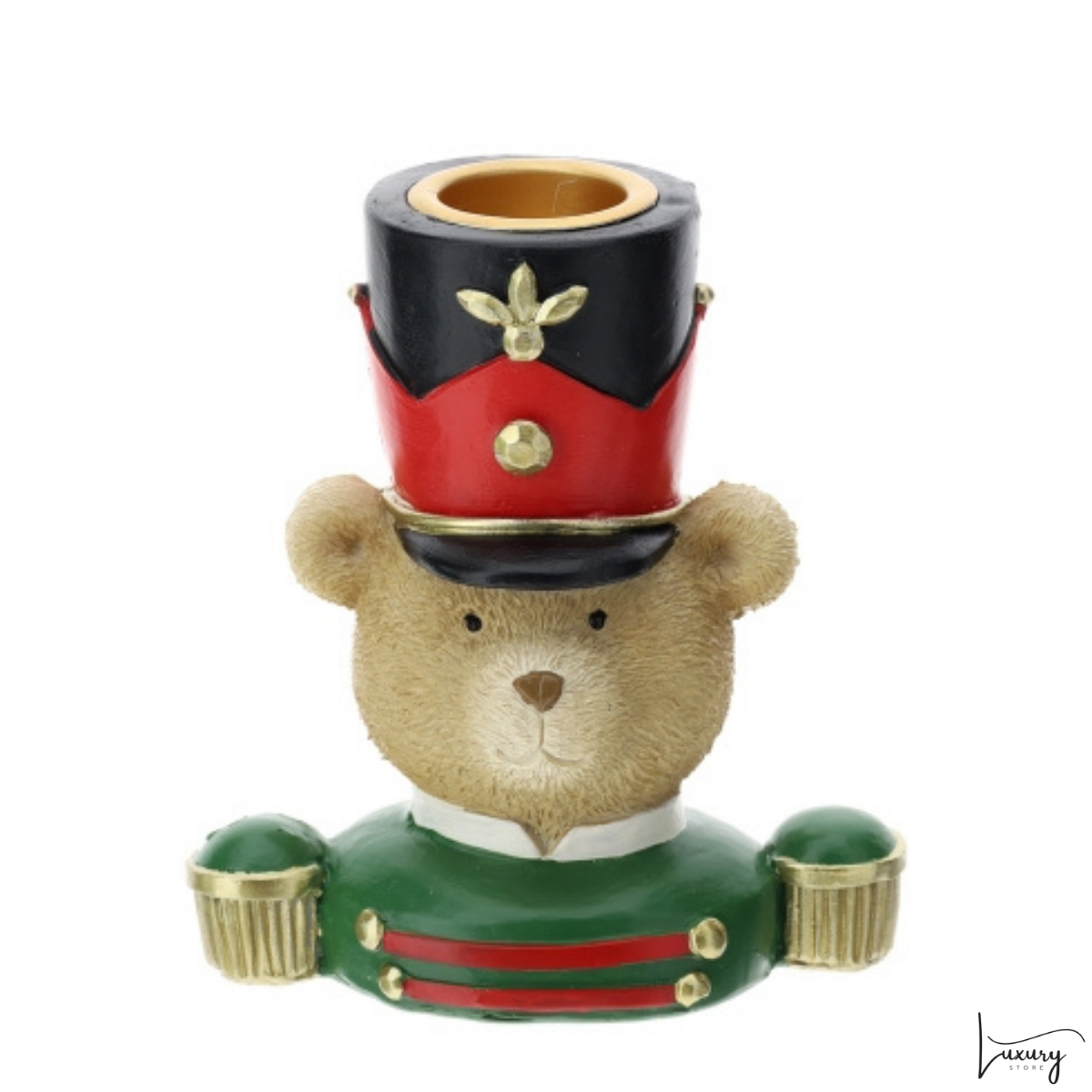 Hervit  Portacandele in resina orsetto