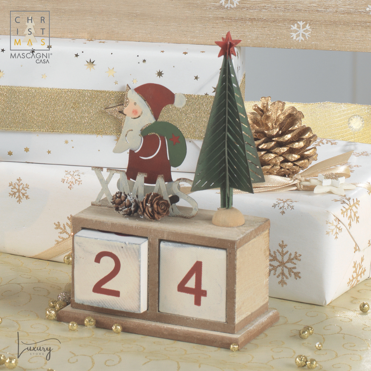 Mascagni calendario di Natale da tavolo in legno