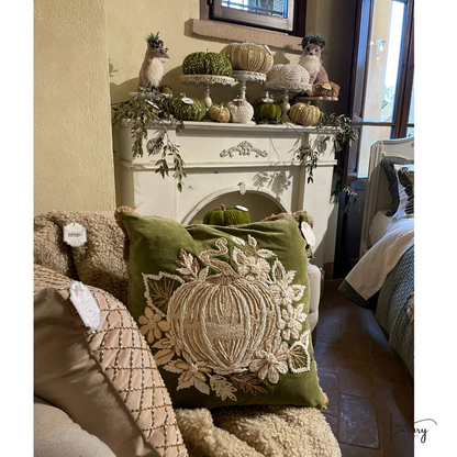Blanc Mariclò Cuscino con con ricami Zucche di Sogno Collection