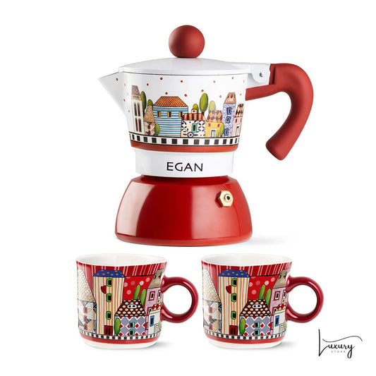 Egan Gift Set Moka 2 cps Rossa  con 2 minimug