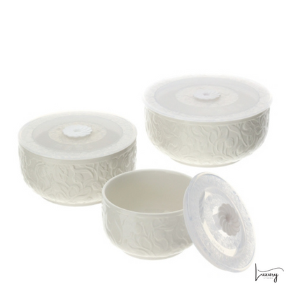 Hervit  Set 3 Contenitori Tulipano con coperchio