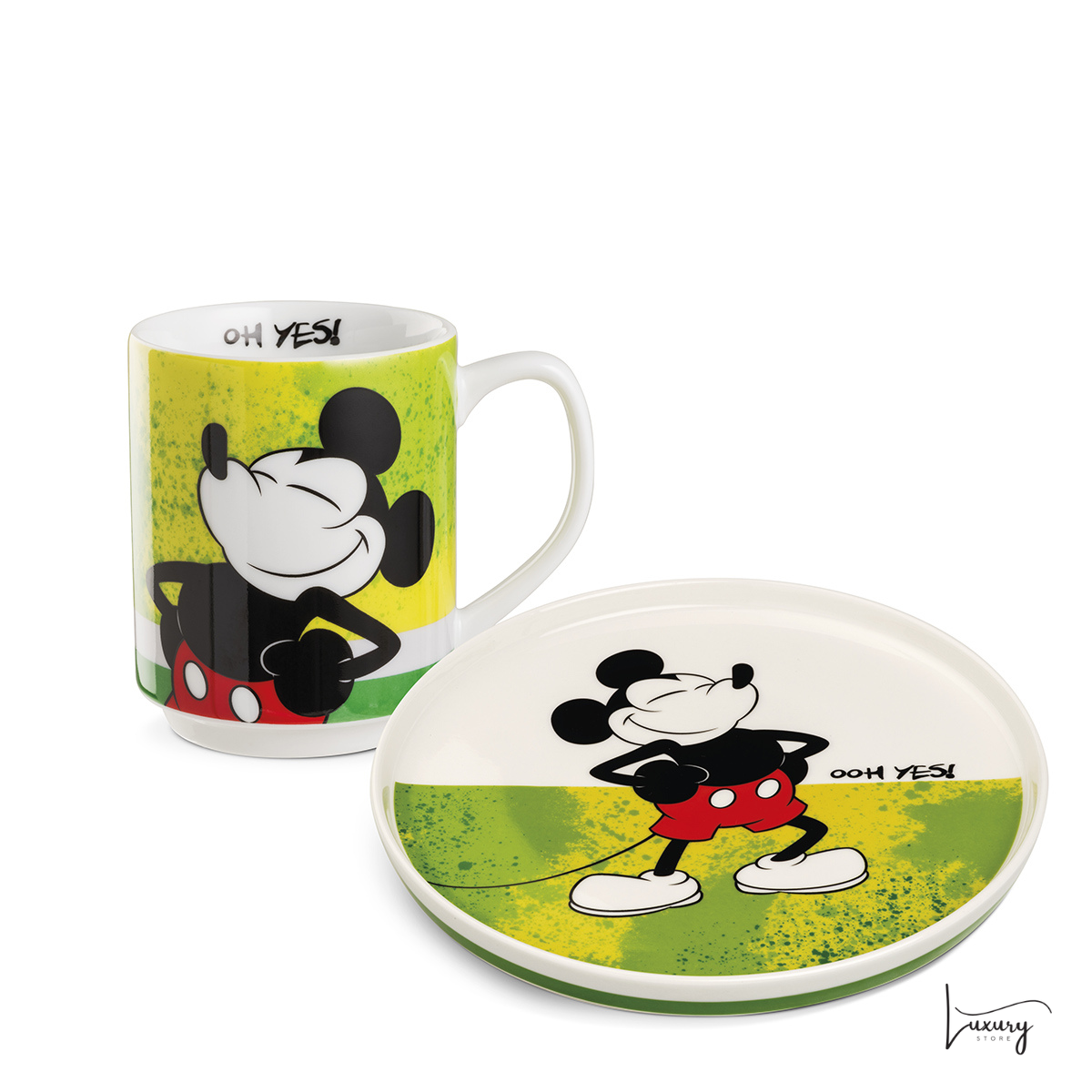 Egan Set piatto dessert + Mug Impilabile Mickey Verde