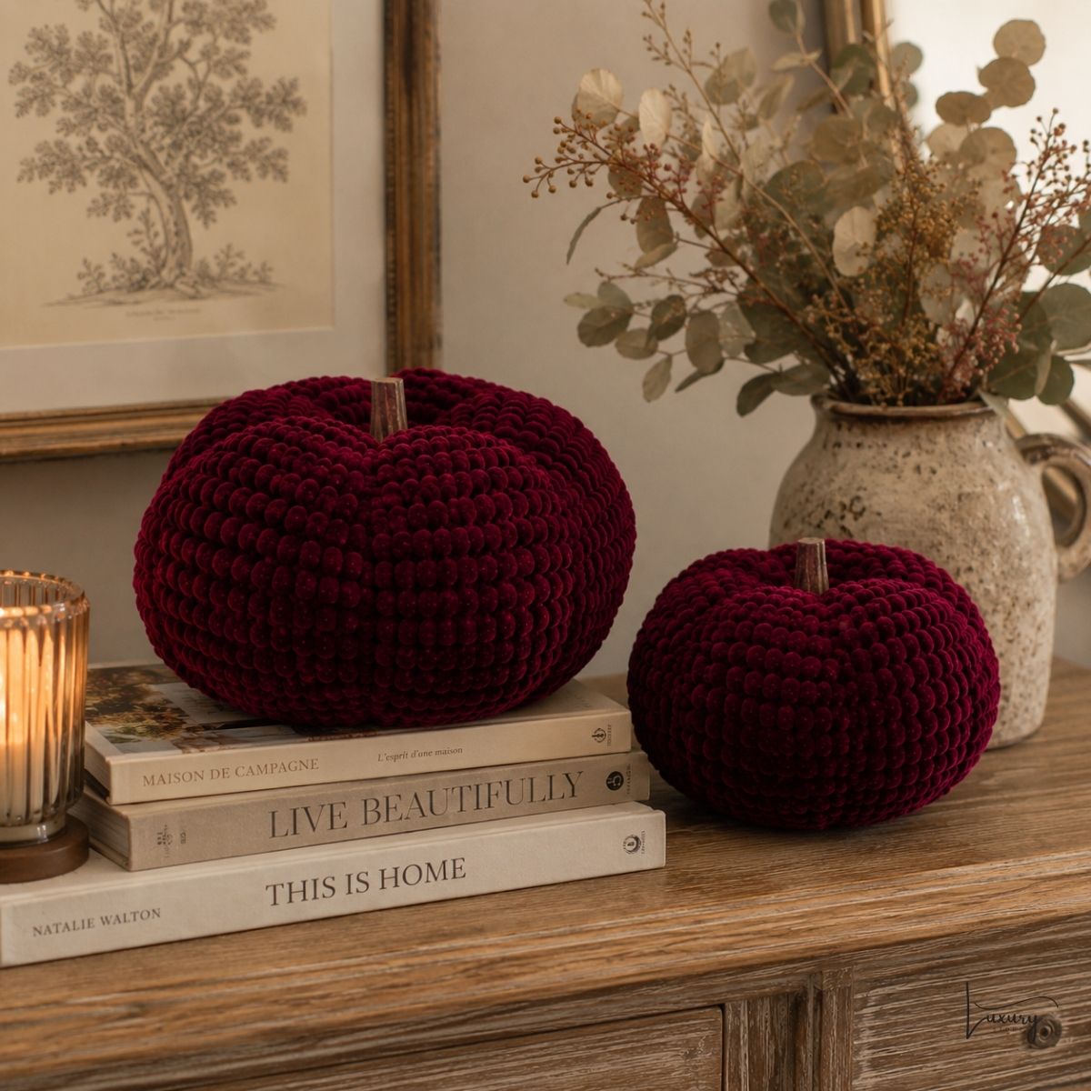 Blanc Mariclò Set 2 Zucche Bordeaux Collezione Zucche di Sogno