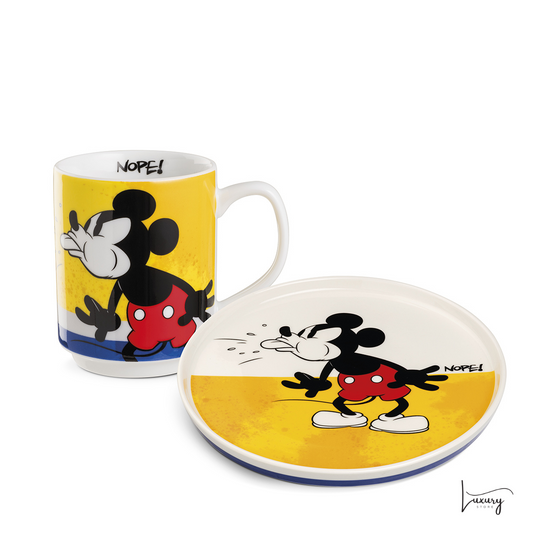 Egan Set piatto dessert + Mug Impilabile Mickey Giallo