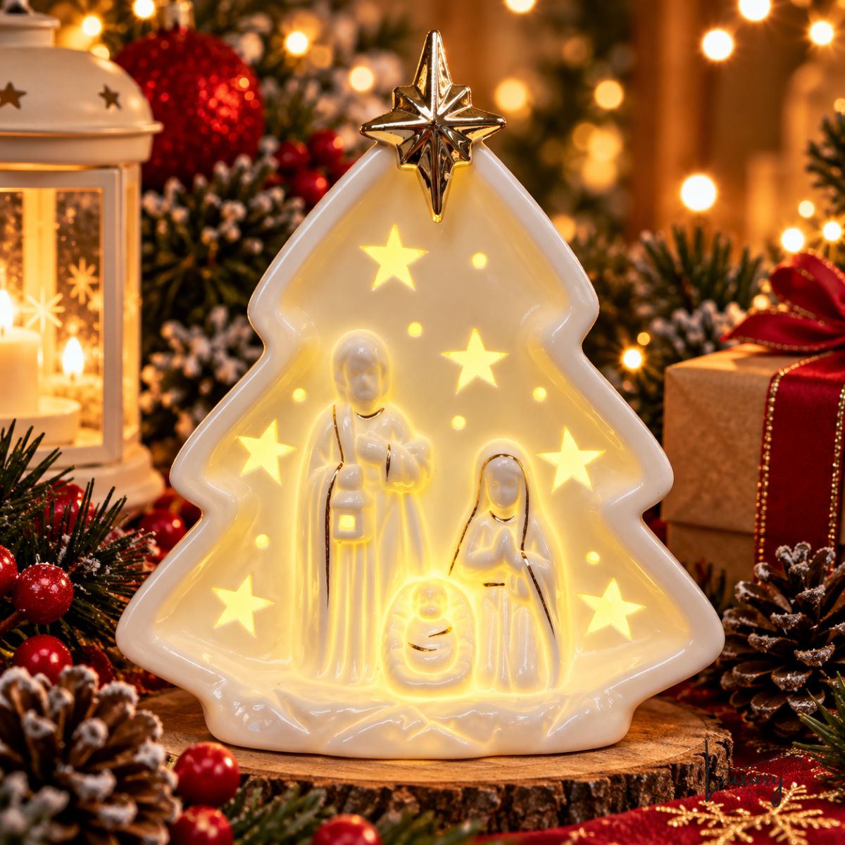 Mascagni Natività h. 17 in porcellana con led