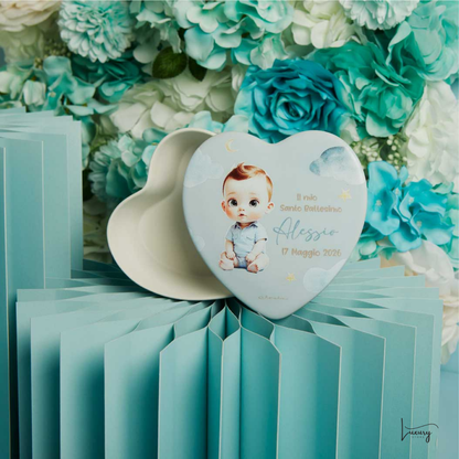Claraluna Scatola Cuore Battesimo Personalizzabile