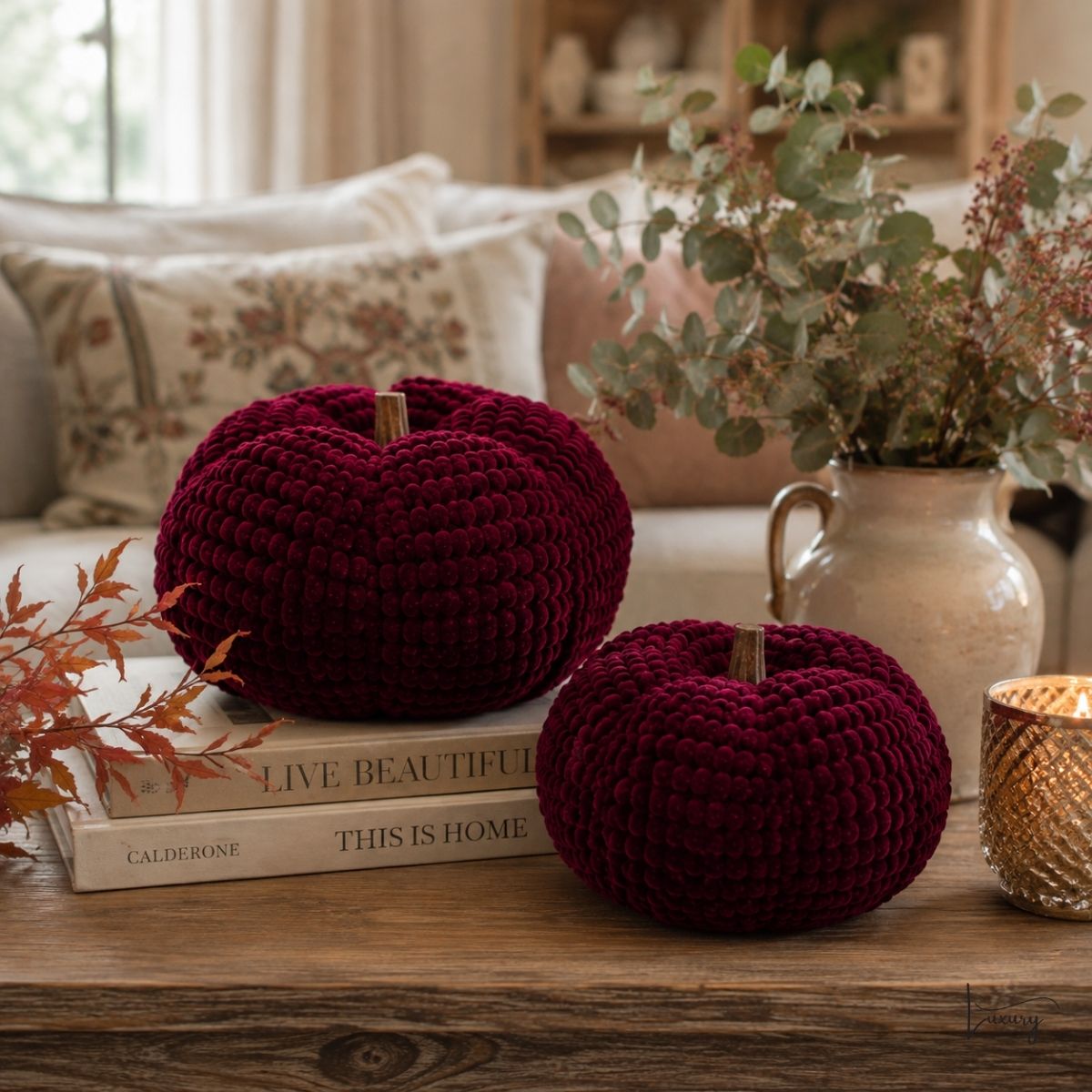 Blanc Mariclò Set 2 Zucche Bordeaux Collezione Zucche di Sogno