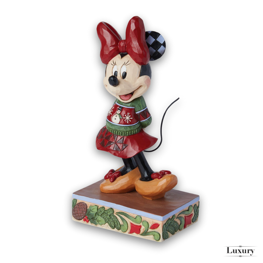 Disney Jim Shore Statuetta di Minnie con Maglione Natalizio