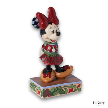 Disney Jim Shore Statuetta di Minnie con Maglione Natalizio