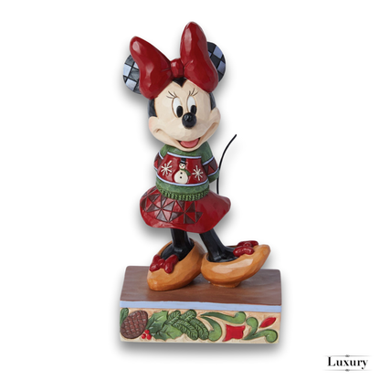 Disney Jim Shore Statuetta di Minnie con Maglione Natalizio