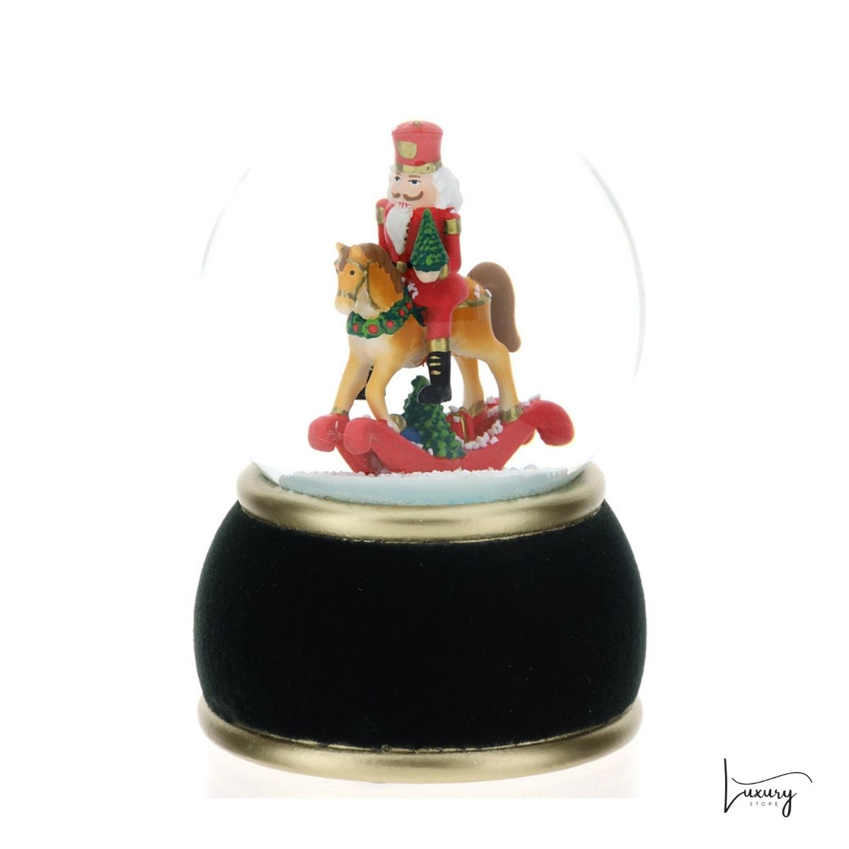 Hervit Palla acqua neve  con cavalluccio H. 12 cm