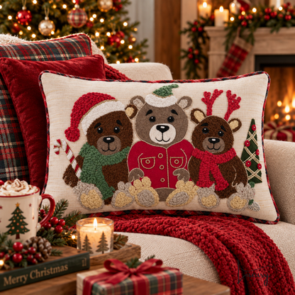 Blanc Mariclò Cuscino con applicazioni Orsetti