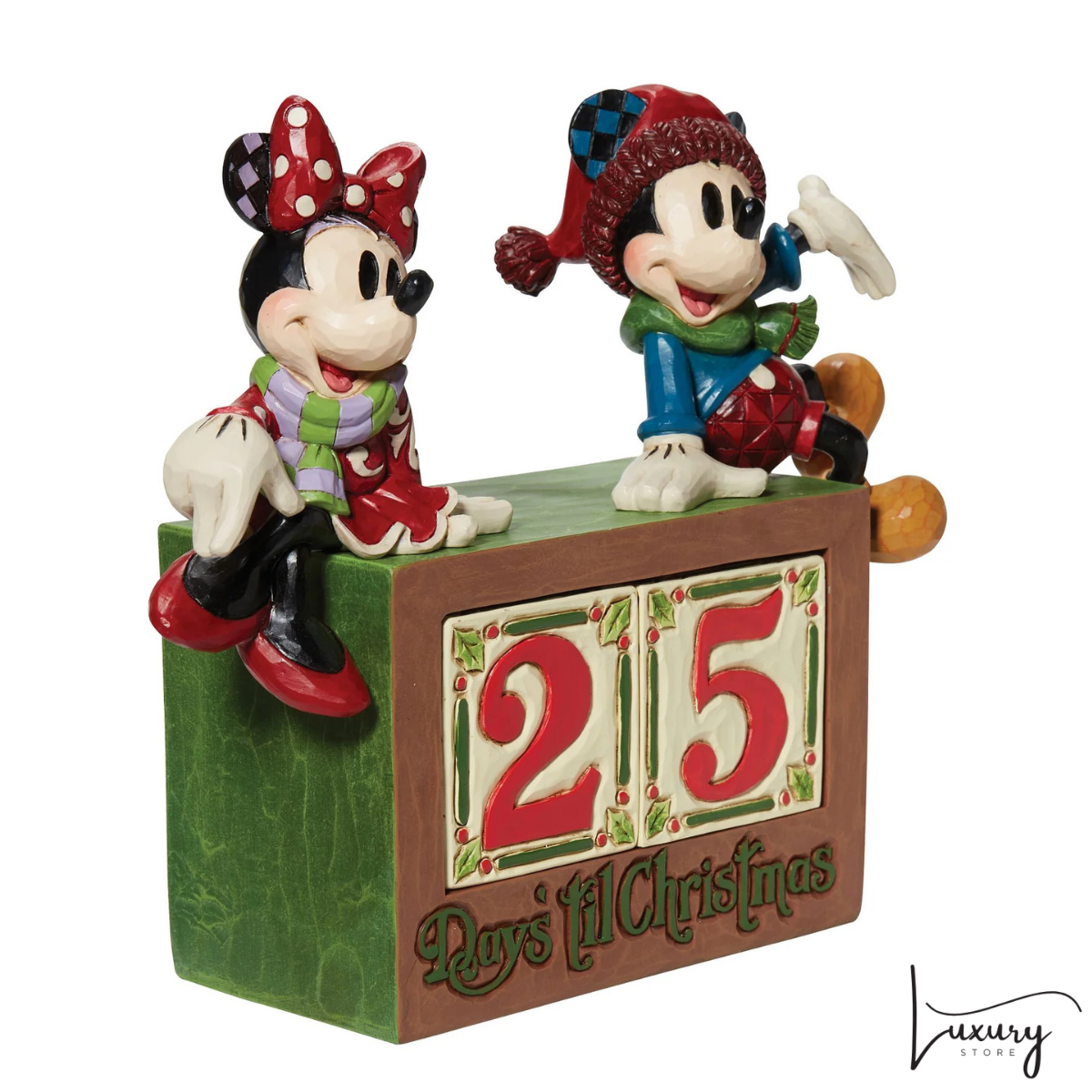 Disney Jim Shore Statuetta Countdown Natale Topolino e Minnnie