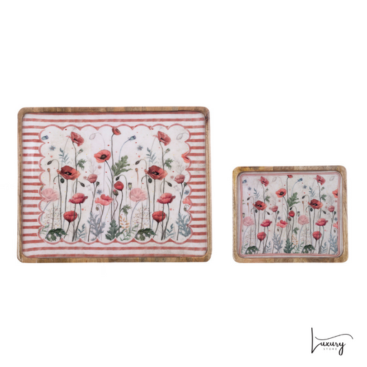 Blanc Mariclò Set/2 Vassoio rettangolari Coquelicot Collection