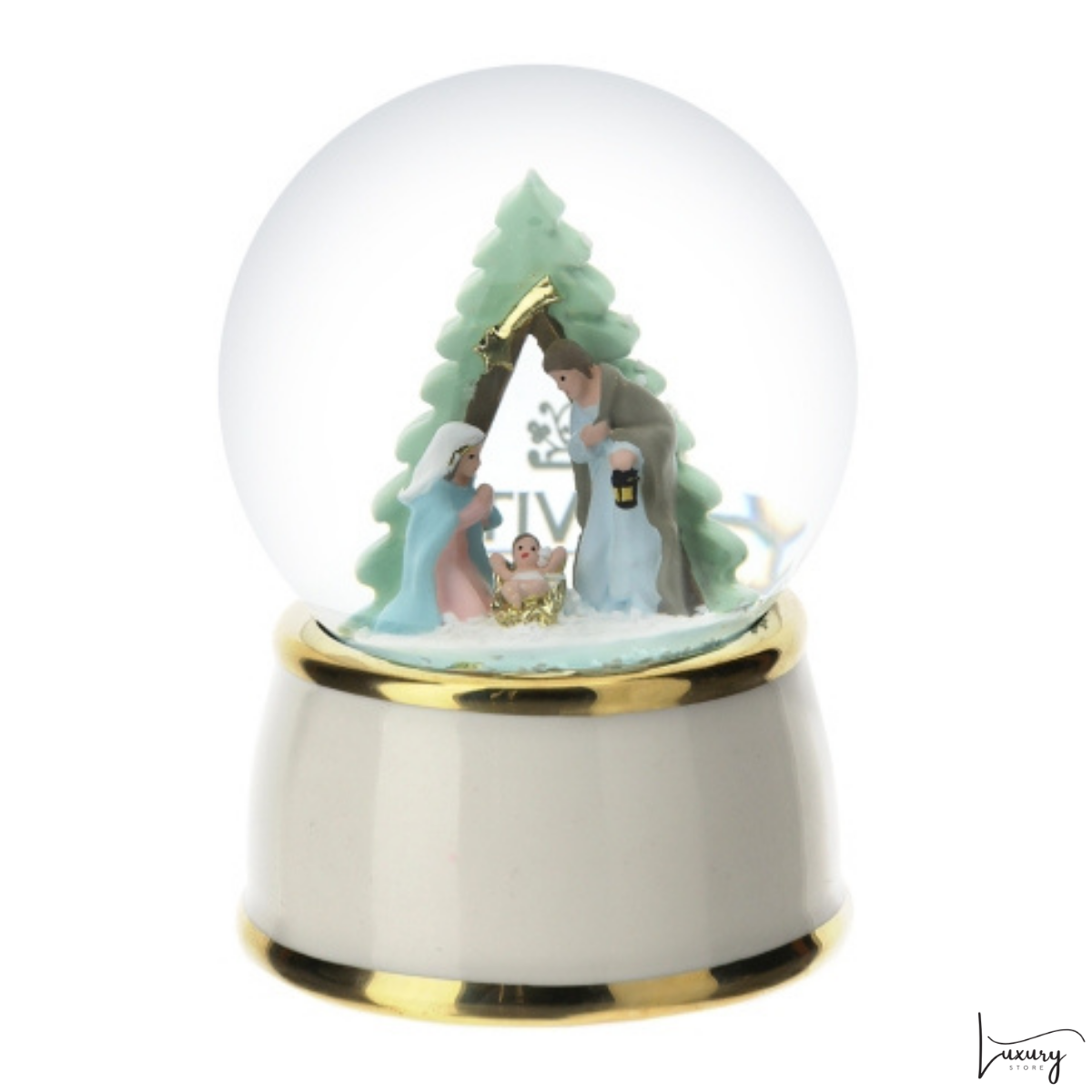 Hervit Palla acqua/neve in resina Con Sacra Famiglia