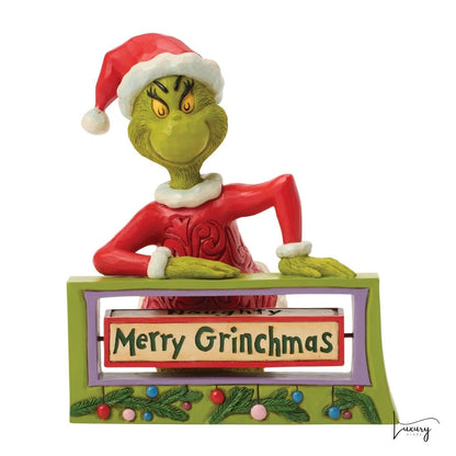 Disney Jim Shore Statuina Grinch con insegna girevole