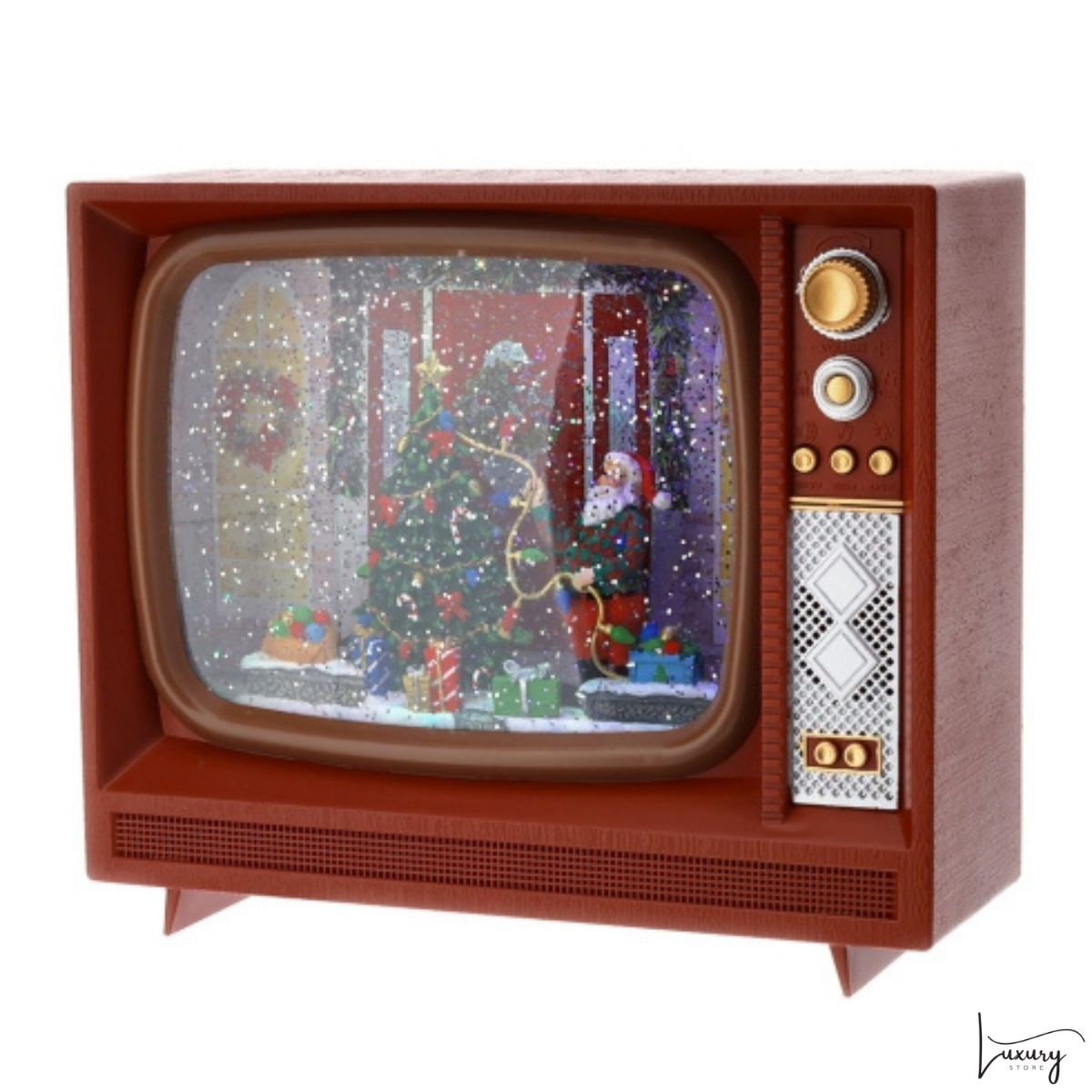 Hervit Tv Vintage Con Babbo Natale led