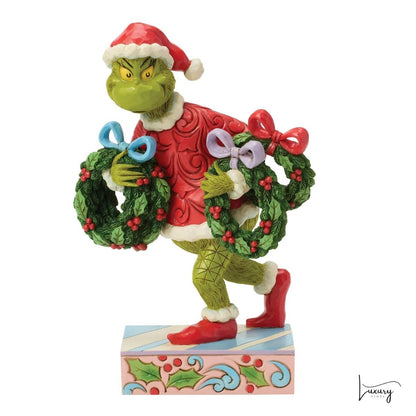 Disney Jim Shore Statuina Grinch con ghirlande natalizie