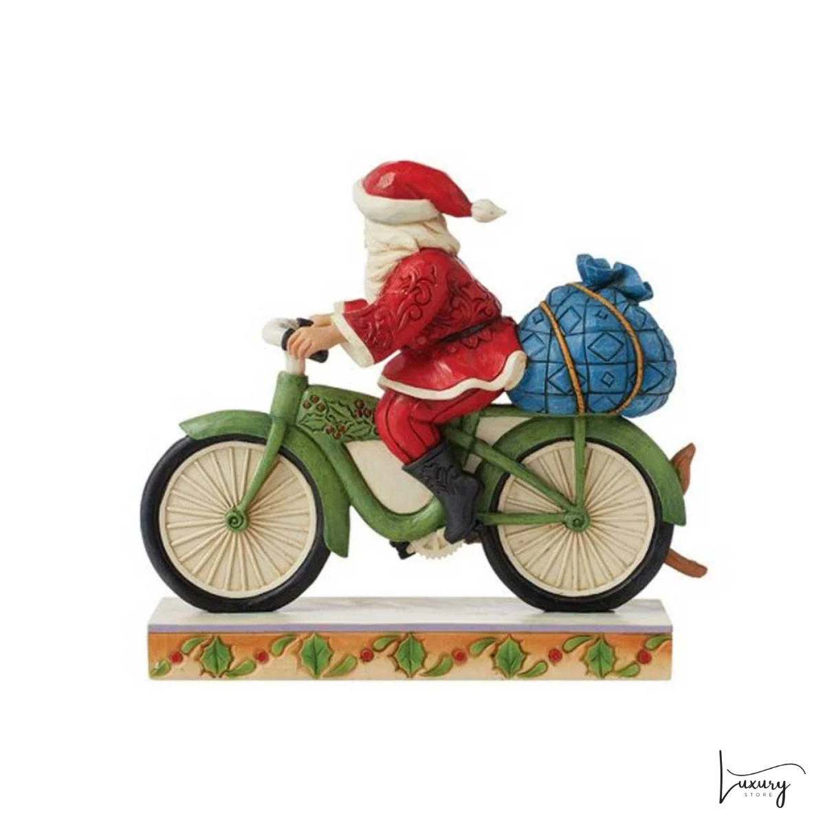 Jim Shore Figurina Babbo Natale in Bicicletta