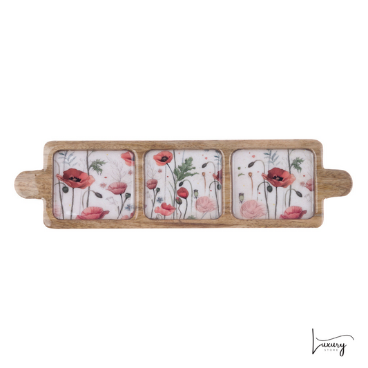 Blanc Mariclò Vassoio con 3 scomparti Coquelicot Collection
