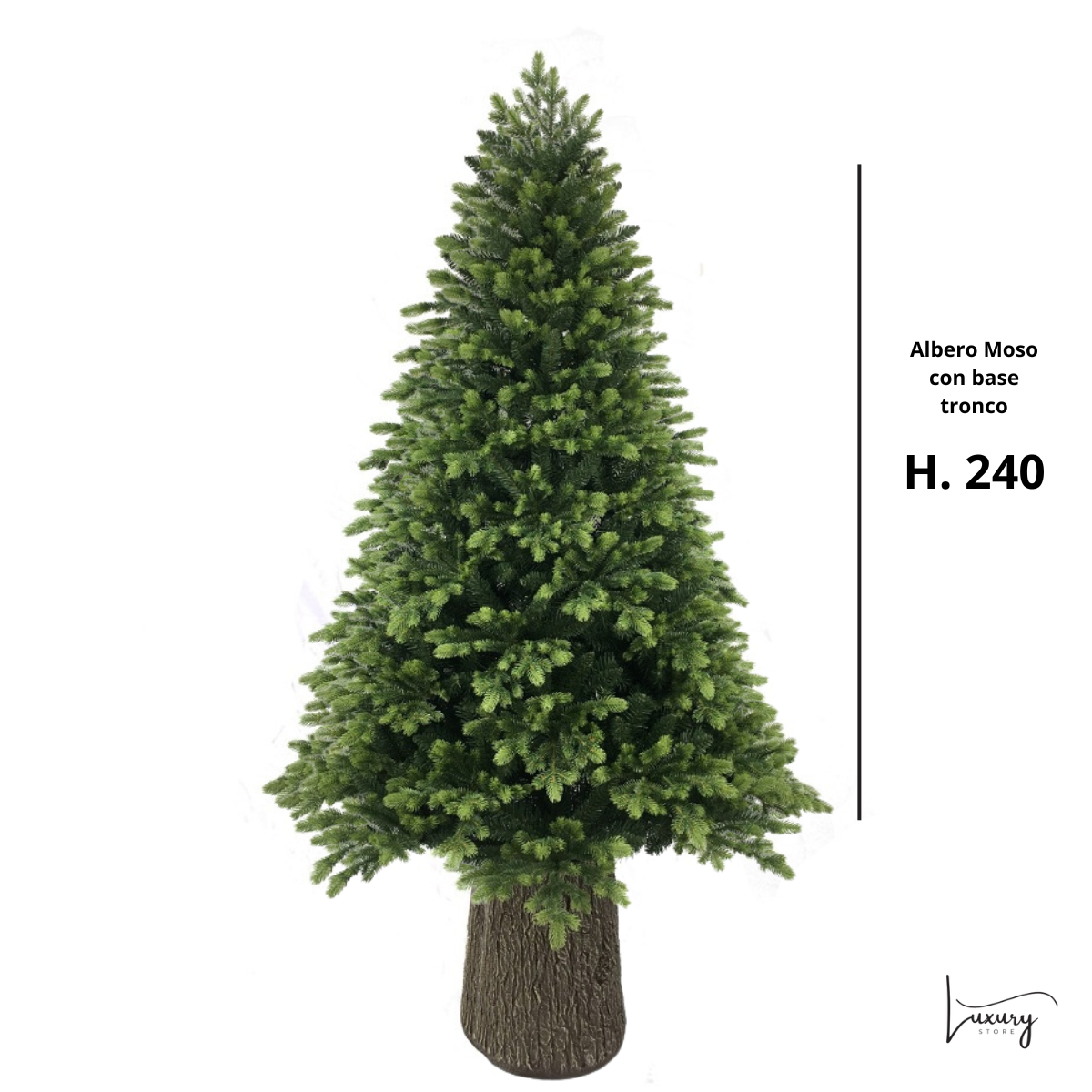 Albero di Natale Moso H. 240  con tronco con luci
