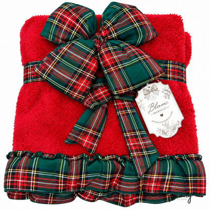 Blanc Mariclò Sherpa con con fiocco collezione Plaid di Natale
