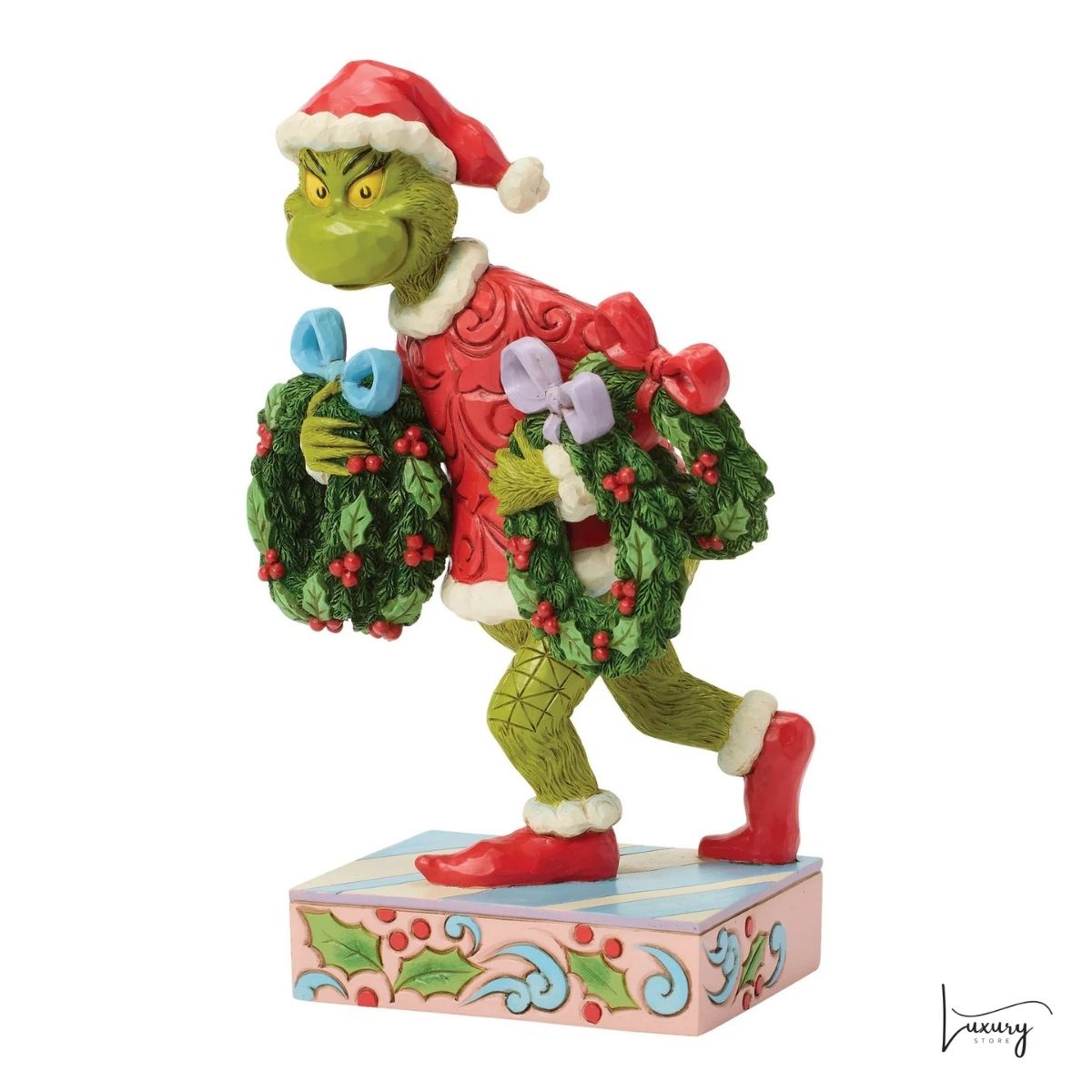 Disney Jim Shore Statuina Grinch con ghirlande natalizie