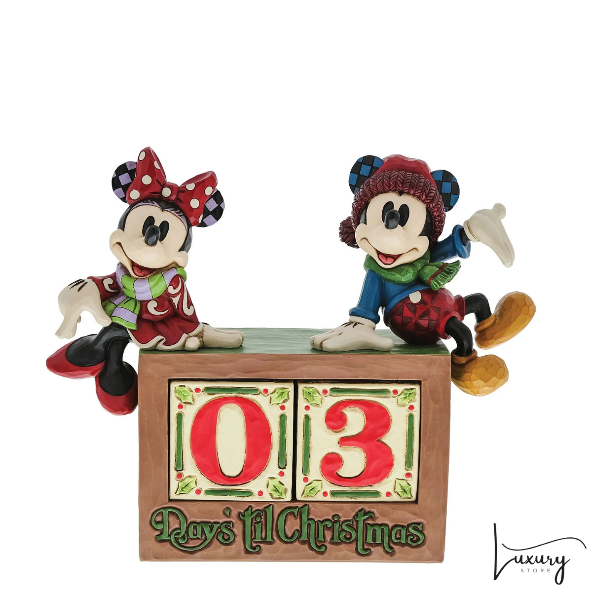 Disney Jim Shore Statuetta Countdown Natale Topolino e Minnnie