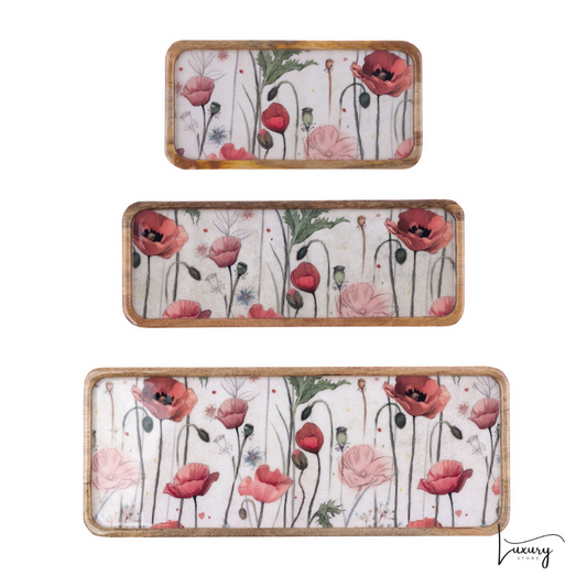 Blanc Mariclò Set/3 Vassoi rettangolari Coquelicot Collection