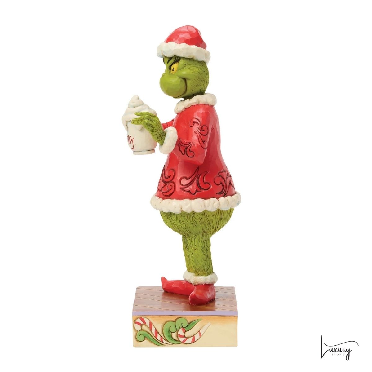 Disney Jim Shore Statuina Grinch con tazza HOT CHOCOLATE