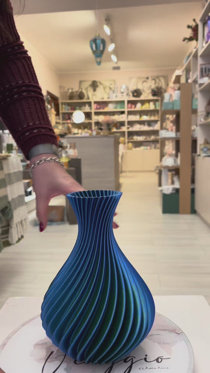 Melaverde Vaso Spirale Blu Bicolor H. 21 CM